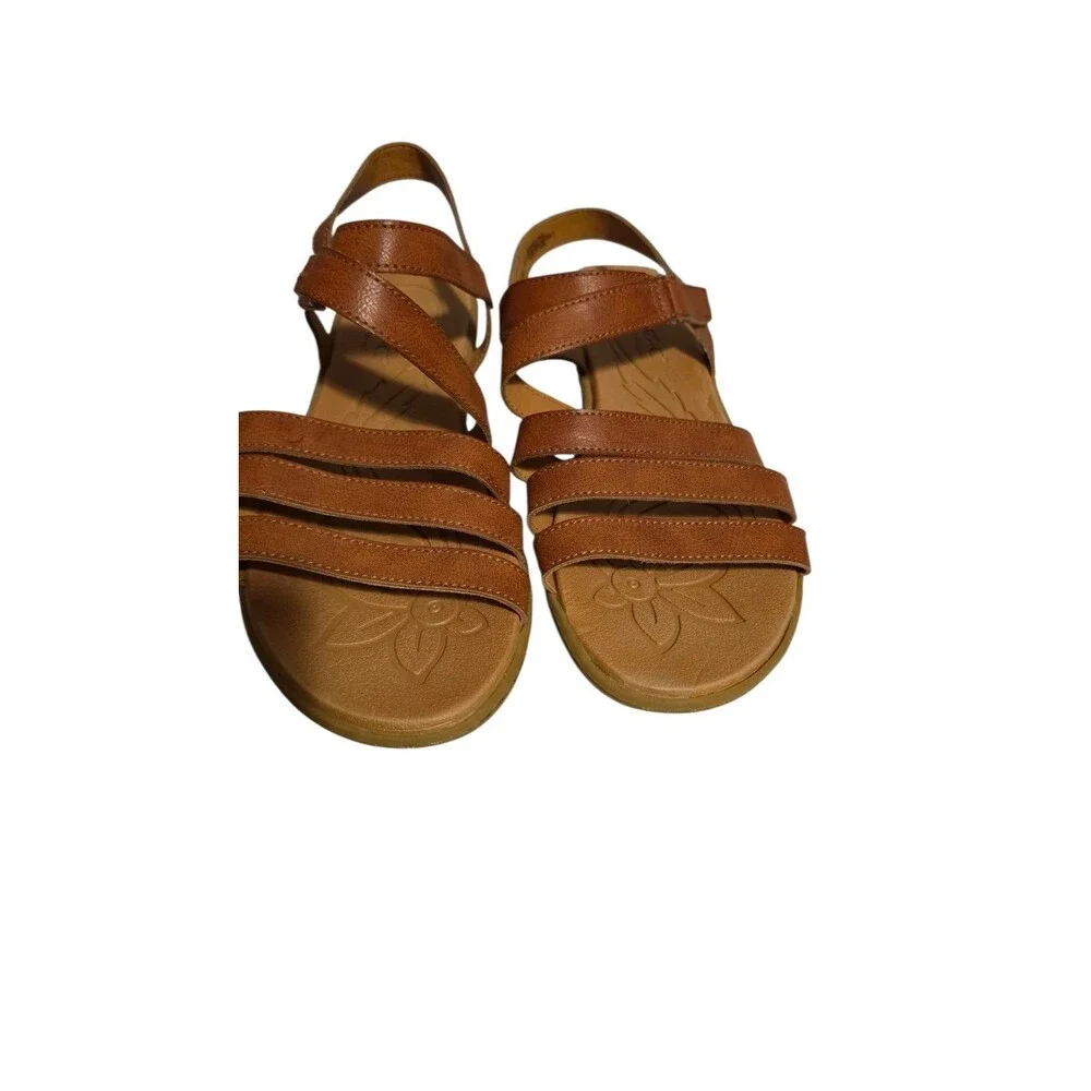 BOC Born Altheda Criss Cross Sandals Womens Sz 10 M Brown Comfort Strappy Vegan